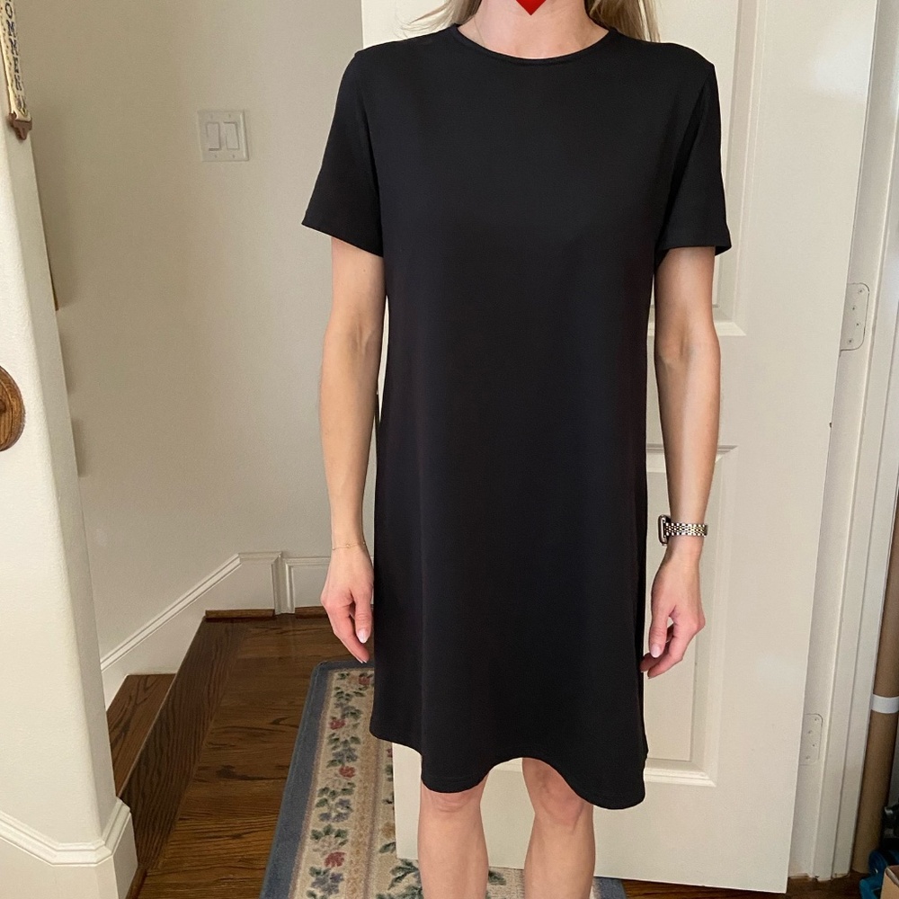 J Jill Little Black Dress: Simple; Classic; Knee Length; Short Sleeve; XSP; EUC
